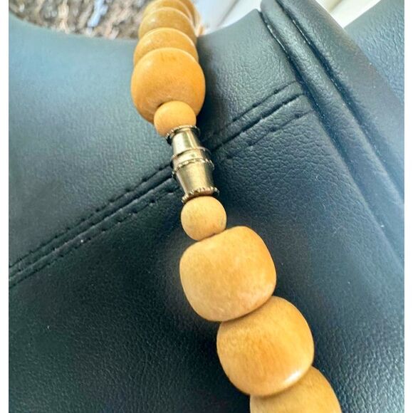 Vintage Wood Statement Beaded Necklace, Unmarked - Picture 4 of 4